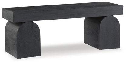 Holgrove Accent Bench - Matte Black Solid Wood with Oversized Decorative Legs