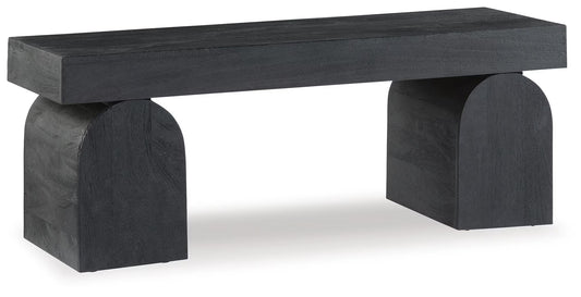 Holgrove Accent Bench - Matte Black Solid Wood with Oversized Decorative Legs