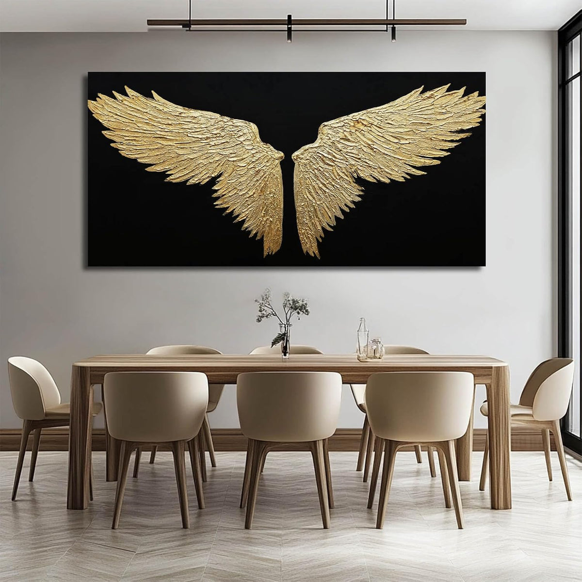 Large Canvas Art Black Abstract Wall Decor Gold Bird Painting Modern Wall Art for Office Minimalist Home Decor Artwork for Living Room 29X58 Inch