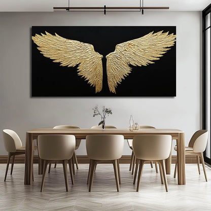 Large Canvas Art Black Abstract Wall Decor Gold Bird Painting Modern Wall Art for Office Minimalist Home Decor Artwork for Living Room 29X58 Inch
