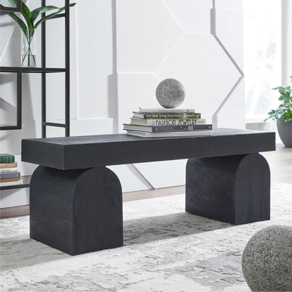 Holgrove Accent Bench - Matte Black Solid Wood with Oversized Decorative Legs