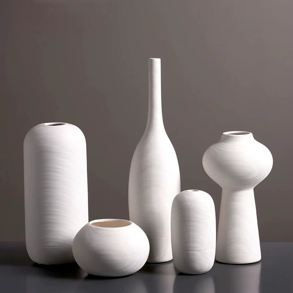 White Ceramic Vases Minimalist Home Decor Nordic Modern Room Kitchen Living Rome Shelf Decorations Crafts Ornaments