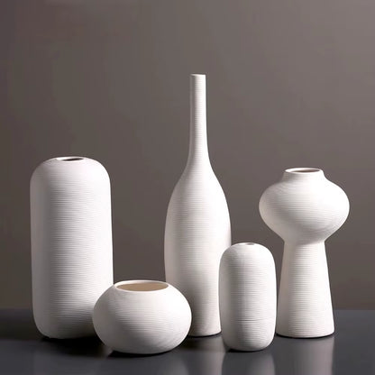 White Ceramic Vases Minimalist Home Decor Nordic Modern Room Kitchen Living Rome Shelf Decorations Crafts Ornaments