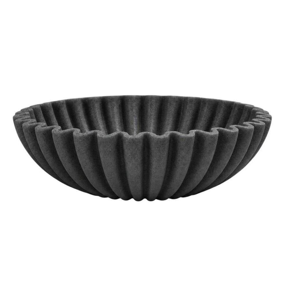 10 In. X 10 In. Large Decorative Bowl Artificial Stone Decorative Fruit Bowl for Kitchen Counter Black