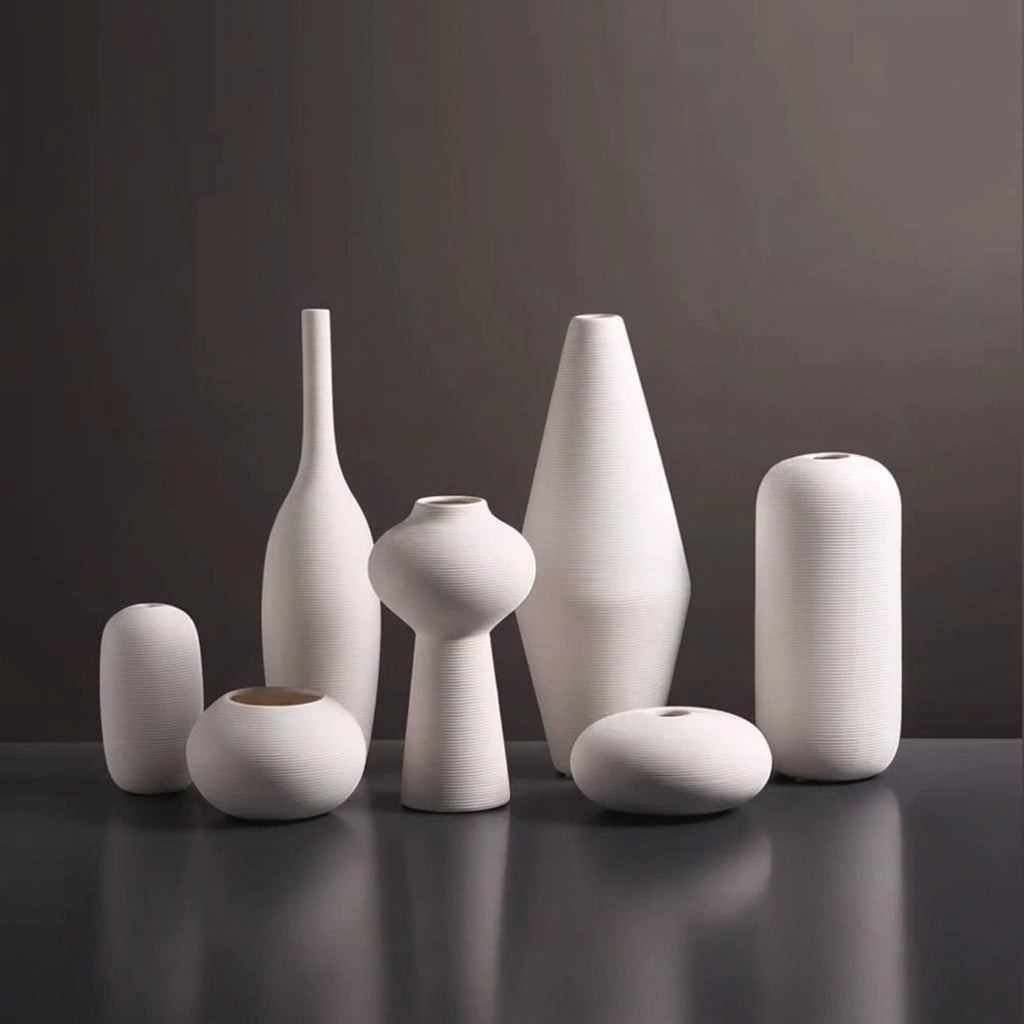 White Ceramic Vases Minimalist Home Decor Nordic Modern Room Kitchen Living Rome Shelf Decorations Crafts Ornaments