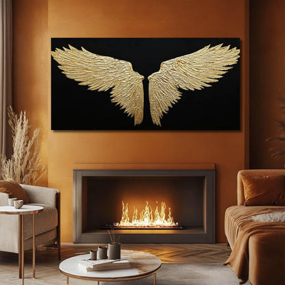 Large Canvas Art Black Abstract Wall Decor Gold Bird Painting Modern Wall Art for Office Minimalist Home Decor Artwork for Living Room 29X58 Inch