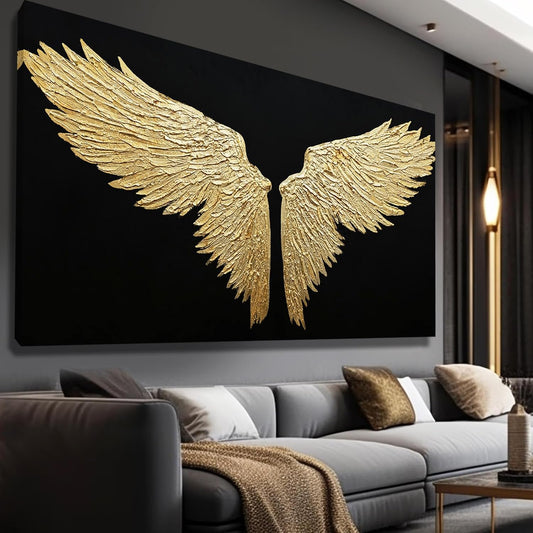 Large Canvas Art Black Abstract Wall Decor Gold Bird Painting Modern Wall Art for Office Minimalist Home Decor Artwork for Living Room 29X58 Inch