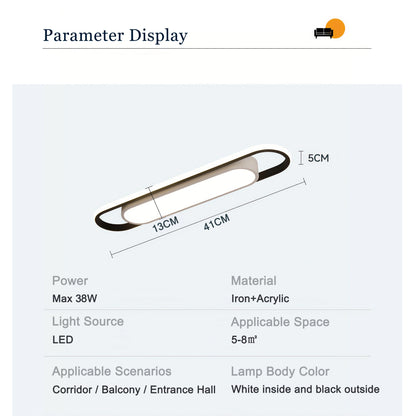 LED Ceiling Light 220V 41CM Rectangular Strip Light Modern Minimalist Home Decor Corridor Light for Stairwells Entrance Balcony