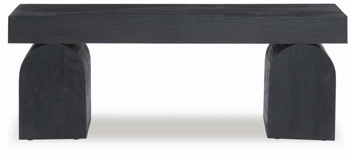 Holgrove Accent Bench - Matte Black Solid Wood with Oversized Decorative Legs