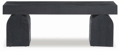 Holgrove Accent Bench - Matte Black Solid Wood with Oversized Decorative Legs