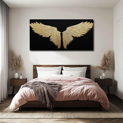 Large Canvas Art Black Abstract Wall Decor Gold Bird Painting Modern Wall Art for Office Minimalist Home Decor Artwork for Living Room 29X58 Inch