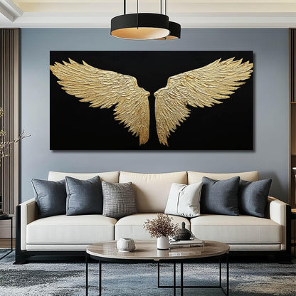 Large Canvas Art Black Abstract Wall Decor Gold Bird Painting Modern Wall Art for Office Minimalist Home Decor Artwork for Living Room 29X58 Inch