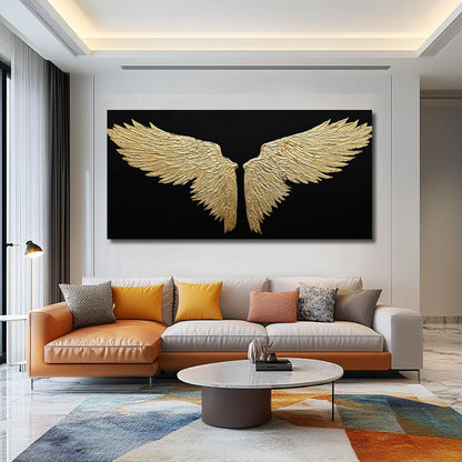 Large Canvas Art Black Abstract Wall Decor Gold Bird Painting Modern Wall Art for Office Minimalist Home Decor Artwork for Living Room 29X58 Inch