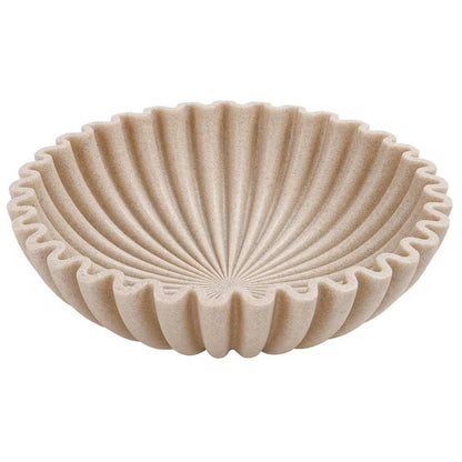 10 In. X 10 In. Large Decorative Bowl Artificial Stone Decorative Fruit Bowl for Kitchen Counter Beige