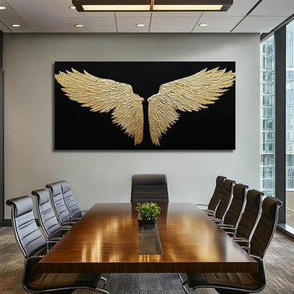 Large Canvas Art Black Abstract Wall Decor Gold Bird Painting Modern Wall Art for Office Minimalist Home Decor Artwork for Living Room 29X58 Inch