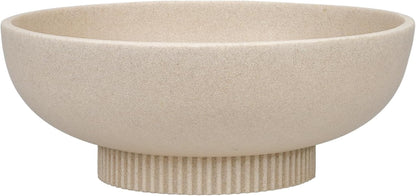 Large Resin Pedestal Decorative Bowl - Modern Handicraft Bowls for Home Decor - Fruit Bowl for Kitchen Counter - Key Bowl for Entryway Table,Artificial Stone Beige