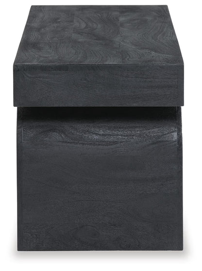 Holgrove Accent Bench - Matte Black Solid Wood with Oversized Decorative Legs