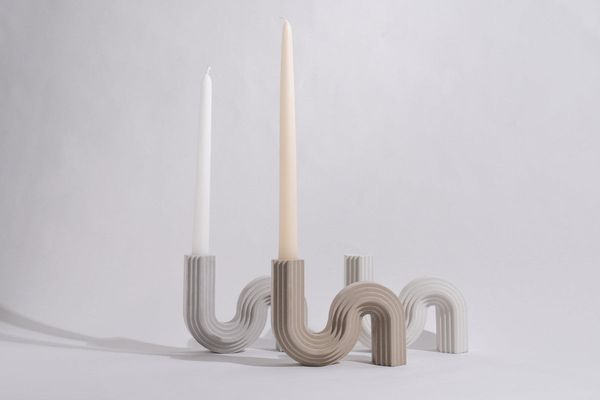 Concrete Taper Candle Holder|Nordic Candlestick Holder|Wavy Candle Stick Holders|Modern Concrete Decor|Minimalist Home Decor|New Home Gift