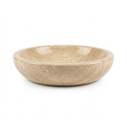 Travertine decorative bowl on white background