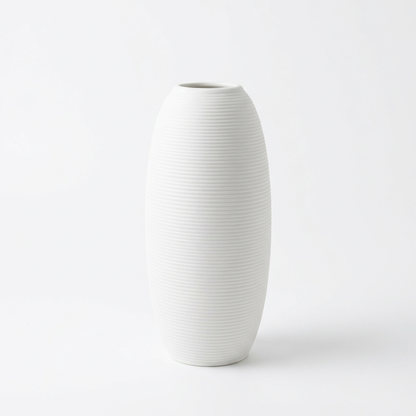 White ceramic minimalist vase on white background